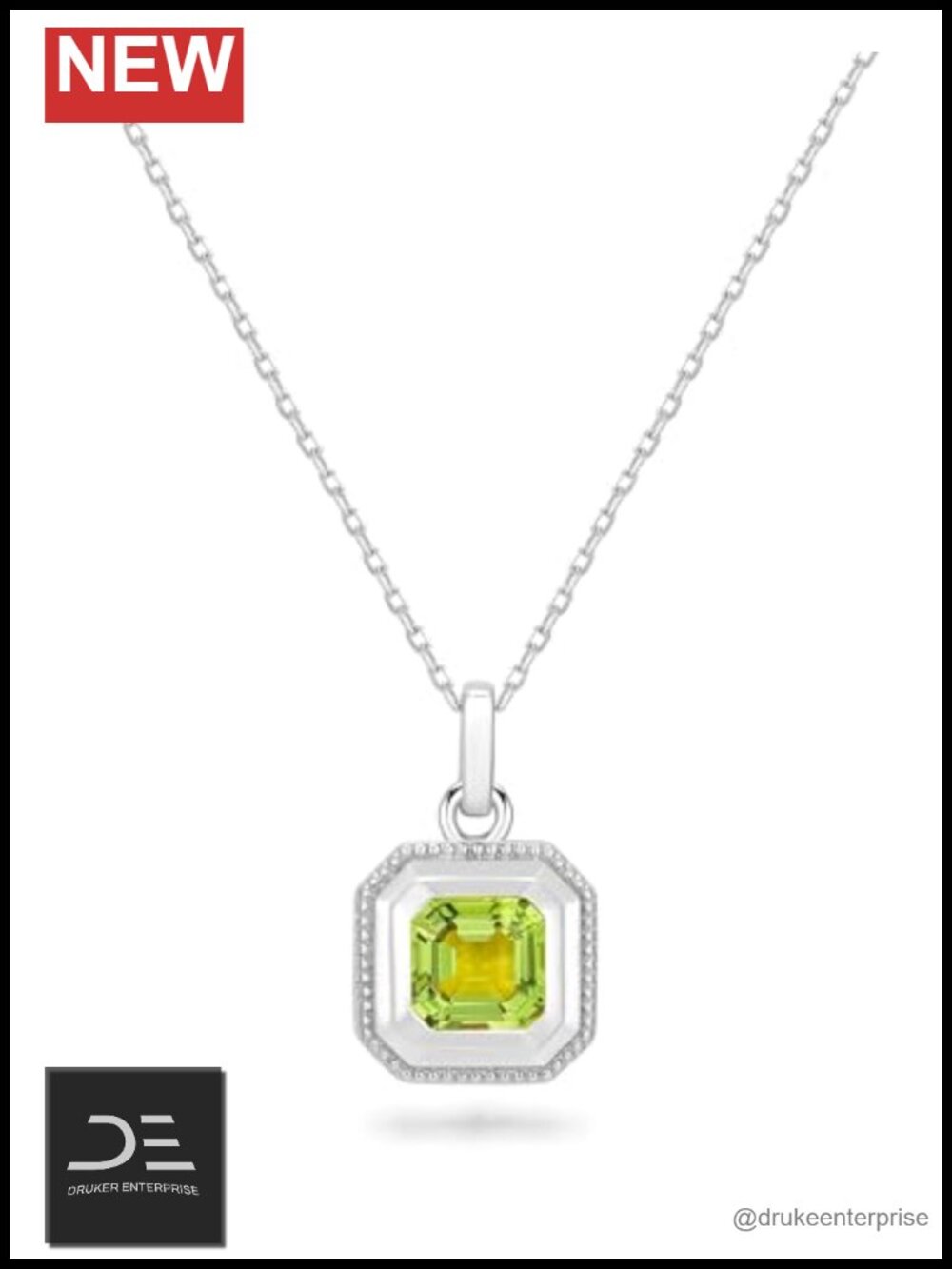 14K White Gold Pendant Necklace with Peridot